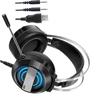 LIFKICH Gaming Headset with Light Headsets Comfortable Telescopic Design Realistic Surround Sound for Gaming Movie Music and Chatting Black
