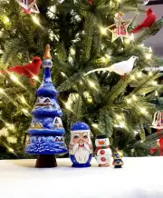 Nesting Christmas tree, santa clause, snowmen, little tree, 4 pcs 9inches tall
