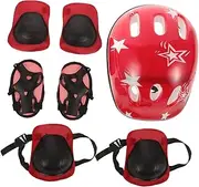 Roller Skate Accessories 7pc Boys and Girls Protective Gear Kit Helmet Elbow Knee Pads Hand Protectors Tendon Straps for Sports