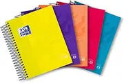 Oxford Notepad Small, A6 Spiral Notebook, 120 Sheets, Squared, Assorted, Pack of 5