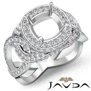 Diamond Engagement Designer Ring Halo Pave 14k W Gold Cushion Semi Mount 1.8Ct
