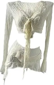 [Wzmzjy] Women's Ruffle Swimsuit Bikini Set for Pool, Summer, Water Sports White