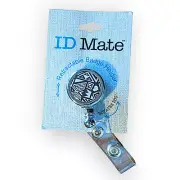 ID Mate Retractable Badge Holder Rotates 360° Black & White