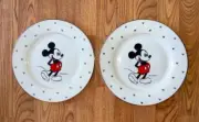(2) ZRIKE CLASSIC MICKEY MOUSE CHRISTMAS DINNER PLATES~10.5"~GOLD TRIM~HEARTS~NE