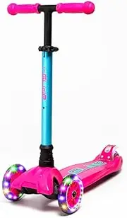 i-Glide 3-Wheel Scooter for Kids Ages 2 to 8 yrs. Adjustable Height Handlebar, Light-up Wheels, Australian Owned and Designed