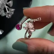Daily Use For Women's Adjustable Toe Ring Burmese Syn Ruby Cubic Zirconia 925 SS
