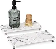 2PCS Bathroom Sink Trays, Stone Quick Drying Rack, Kitchen Counter Mat Dish Soap Dispenser Sponge Holder, Diatomaceous Earth Water Absorbing Vanity Caddy Organizer