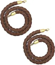 Brown Stanchion Hemp Braided Rope with Gold Plated Hooks, Theater Crowd Control Line Barrier Ropes, Stanchion Twisted Rope (Color : 2 Pack, Size : 5m/16.4ft)