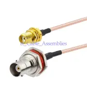 BNC female jack bulkhead O-ring to SMA female Pigtail Jumper cable RG316 4"~196"