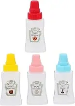 Cabilock Mini Ketchup Bottles 4pcs Condiment Squeeze Bottles Portable Honey Soy Sauce Salad Dressing Dispensers Containers Jar for Kids Adults Lunch Box Picnic Camping