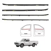 For Datsun 620 Pickup 1972-79 Front Weatherstrip IN-OUT Door Belt NO Vent Set 4