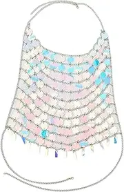 [Perfeclan] Sequin Crop Top Dance Wear Outfit Glitter Bra Top for Club Beach Halloween Party