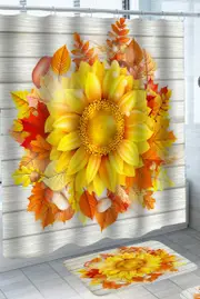 Fall Leaves and Sunflower Shower Curtain