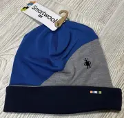 SmartWool 100% Merino Wool Thermal Colorblock Cuffed Beanie OS Laguna Blue Gray