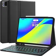 Keyboard Case for iPad Pro 11 2020 2nd Generation, iPad Pro 11 Case with Keyboard 2018-7 Backlight Detachable - with Pencil Holder - Flip Stand Cover - iPad Pro 11 inch Keyboard for Tablet, Backlit