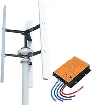 2000W / 3000W Vertical Wind Turbine Generator 24V / 48V Maglev Generator with MPPT Controller, 3 Blades Auto Adjust Windward Direction, No Noise Wind Generator for Home, Outdoor,3000w,48V