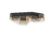 12 Piece Garden Lounge Set with Dark Grey Cushions Bamboo vidaXL