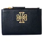 【TORY BURCH】BRITTEN 鏤空大LOGO荔枝紋多層卡夾零錢包(黑)