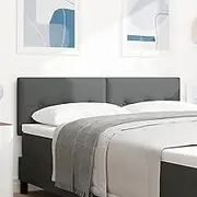Upholstered Headboard Wall Mounted, Adjustable Height Fabric Tufted Panels for Dorm, Dark Grey Bed Frame