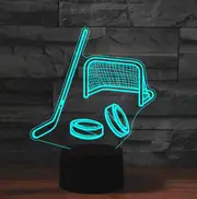 Ice Hockey Shape 3D Colorful LED Vision Light Table Lamp, 16 Colors Remote Control Version