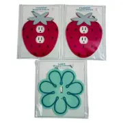 Faceplates Flower & Strawberry / Light Switch & Outlet Cover / Kids Bedroom 3-Pk