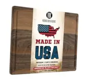 Made in USA Black Walnut Wood Cutting Board by - Butcher Block Wooden Carving