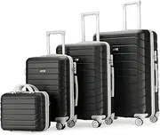 [PROVITERA] Set of 4 Hard ABS Suitcases with Beauty Case, Suitcase with Telescopic Handle and Easy Roll Wheels, Trolley with Lock and Code Lock, Hand Luggage Modern Design