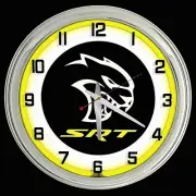 16" Dodge SRT Hellcat Sign Yellow Neon Clock Charger Challenger 707 HP