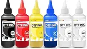 SPLENDIDCOLOR DTF Ink 100ML DTF Ink 6PK Premium DTF Ink Water Base Digital Inkjet Ink Refill for Direct to Film Printer Repalcement for Printhead DX5 DX7 5113 XP600 I3200 4720 TX800.2W+1B+1C+1M+1Y