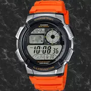 Casio AE-1000W-4B Digital Map Watch 10 Year Battery World Time 5 Alarms New