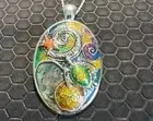 Turtle Necklace Oval with Star Fish and Sand Dollar Made of .925 Silver