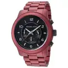 NEW Michael Kors Men's 45mm Runaway Quartz Black Dial Red Tone 100mm SS Watch