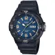 【CASIO 卡西歐】簡潔三針設計潛水風腕錶-黑x藍(MRW-200H-2B3)