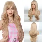 26 Inches Strawberry Blonde Wig Long Wavy Wig with Bangs Synthetic Wigs Long ...