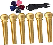 Yardwe 1 set String Guitar Bridge Pin with Pin Puller Picks String Fixing Nails for Acoustic Electric Guitars for Musicians Easy to Use