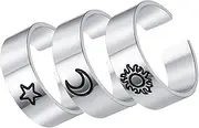 [Ipetboom] Adjustable Open Ring for Women Titanium Steel Ring Jewelry for Teen Girls Prom Cocktail