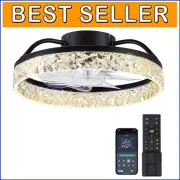 Modern 16" Flush Mount Bladeless Ceiling Fan with Remote/App & 6 Speed Settings