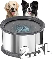 2.5L Dog Water Bowl, No Spill & Splash Proof, Stainless Steel Slow Drinking Pet Bowl, Large Non-Slip Water Bowl for Messy Drinkers