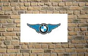BMW Wings White Flag 3x5 FT Logo Car Banner for Garage Man Wall Decor