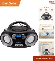 Portable Stereo CD Player Boombox with FM Radio, Bluetooth, USB, Aux-in and H...