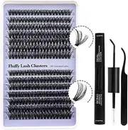 Rstigiker Lash Extension Kit 280 Pcs Individual Lashes Cluster D Curl Eyelash Extension Kit Includes Tweezers and Eyelash Adhesive, Mixed Length for Girls Beauty Woman Party (60D+80D-D,10-18Mix)