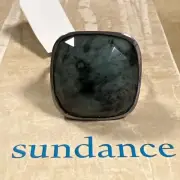 NWT Sundance Catalog Silver Large Green Stone “Earthy Emerald Ring” Size 9 $210
