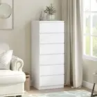 White 6 Drawer Chest of Drawers Tallboy Dressers Storage Cabinet