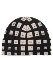 [Acne Studios Kids] Acne Studios Kids Face jacquard wool beanie hat Y 8 black