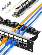 Enmane 24Port Patch Panel Cat6A Keystone Patch Panel Network Patch Panel with Smart Cable(No Cable Tie Required) Management for 19inch Rackmount(Shielded)