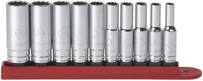 GEARWRENCH 1/4-Inch Drive 12 Point Deep SAE Socket 10-Pieces Set, 80309D