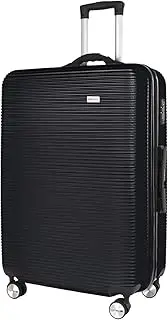 [Flightmode] Lightweight Luggage Suitcase with Digital Weighing Scale & USB Charging Port - TSA-Approved Travel Bag with Silent Wheels & Durable Iron Tie Rod Black (28 inch)