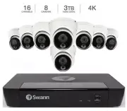 NEW Swann Security 16 Channel Ultra HD 3TB NVR 8x 4K IP Dome Camera
