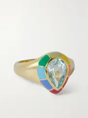 [FRY POWERS] FRY POWERS - Spectrum Gold Vermeil, Topaz And Enamel Signet Ring - 3 3 Gold