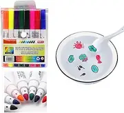 Magical Water Painting Pen,Doodle Water Floating Painting Marker Pens,Painting Floating Marker Pens with a Ceramic Spoon for Kids Adult Gift (8 Color Set + Spoon)